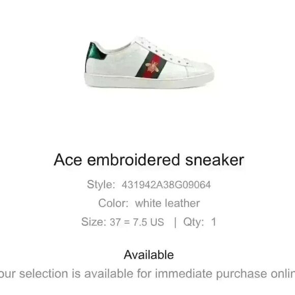 Gucci WOMEN'S ACE SNEAKER WITH BEE - Picture 8 of 9